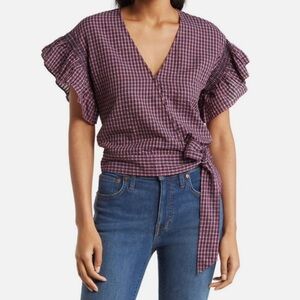 Madewell fluttered sleeve side tie wrap top